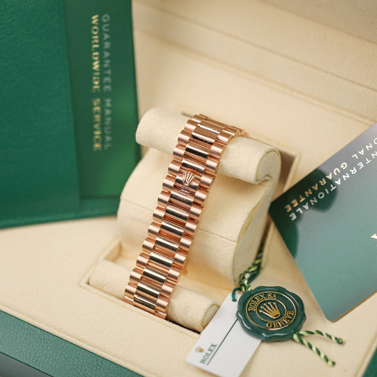 Rolex Everose Gold Day-Date 228235 Olive Green Dial Watch