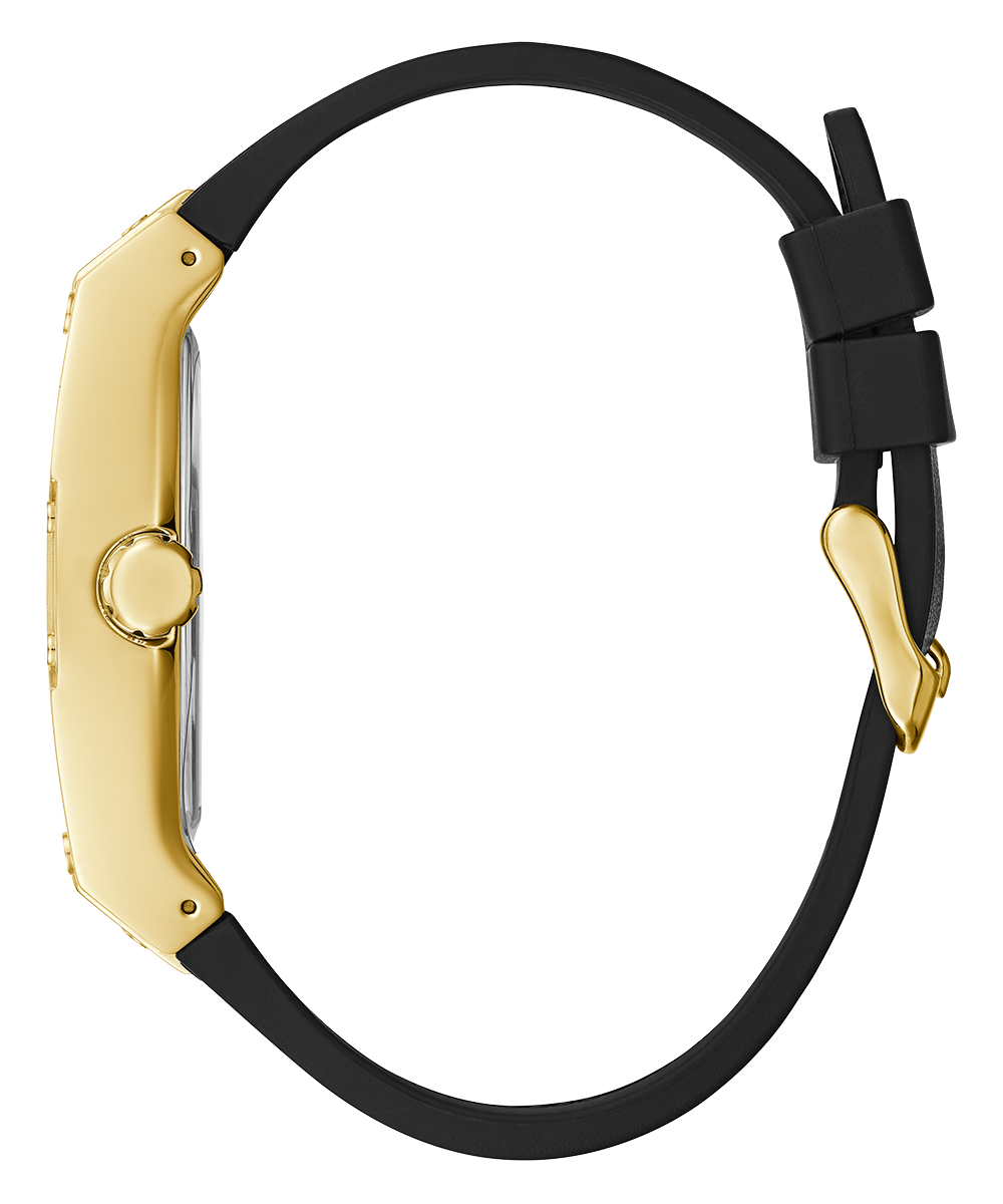 GUESS Mens Black Gold Tone Multi-function Watch