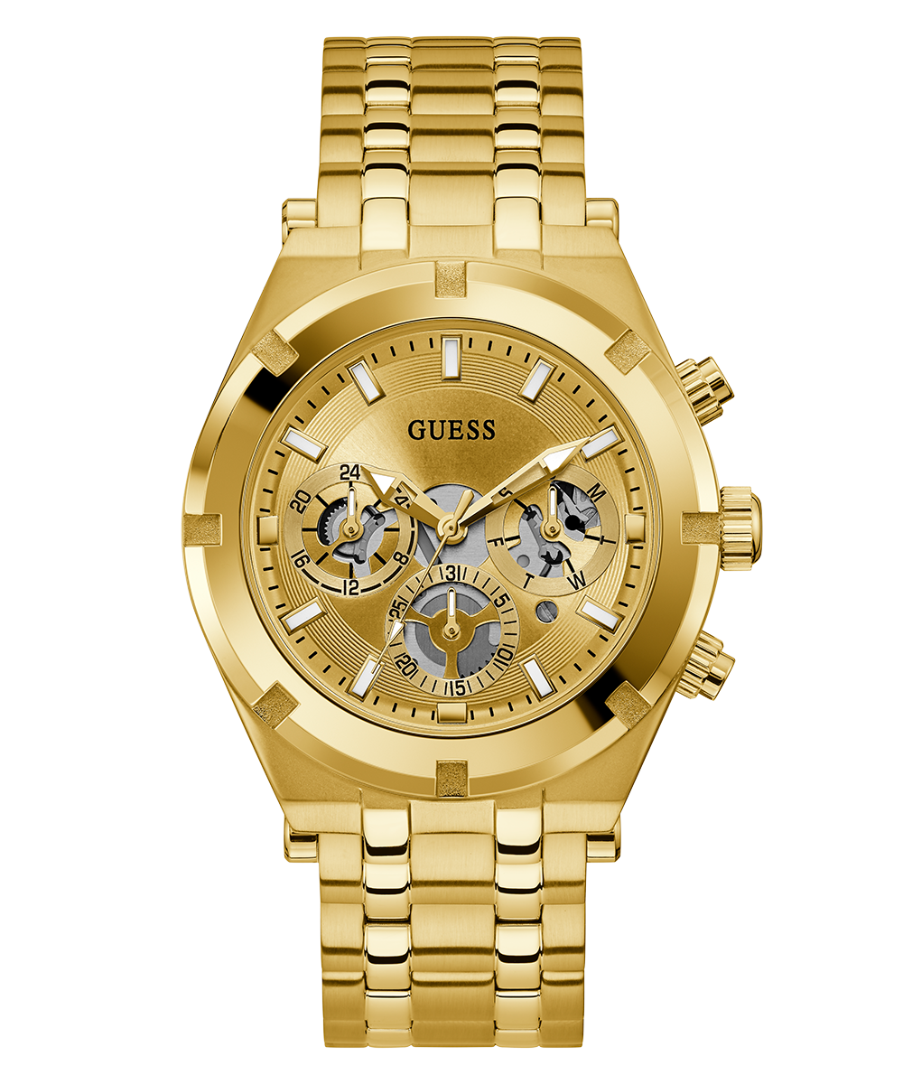 GUESS Mens Gold Tone Multi-function Watch