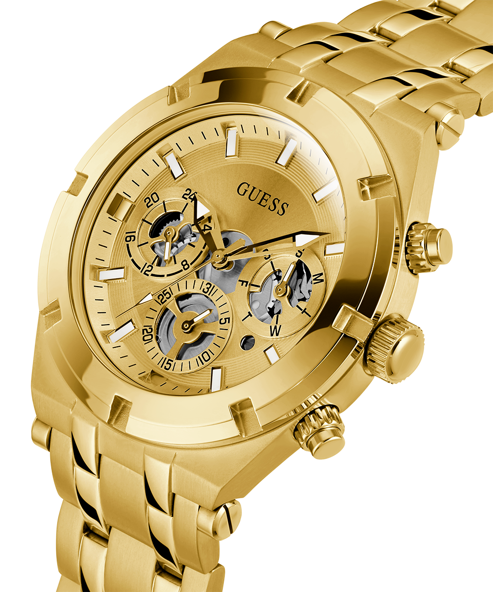 GUESS Mens Gold Tone Multi-function Watch