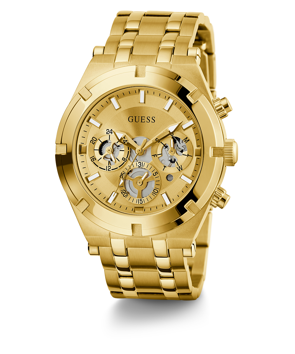 GUESS Mens Gold Tone Multi-function Watch