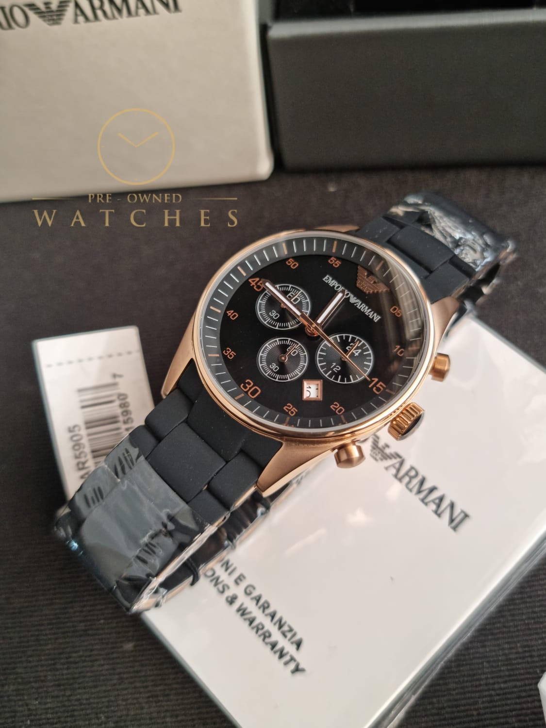 Emporio Armani Men’s Quartz Stainless Steel Black Dial 43mm Watch AR5905