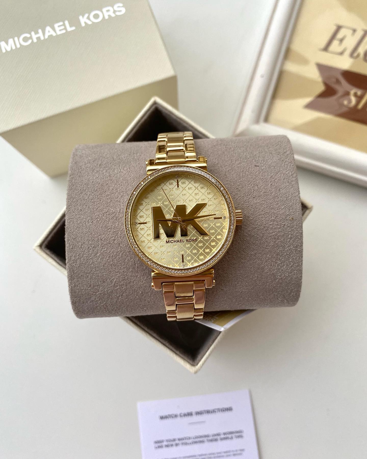 Michael Kors Women’s Quartz Stainless Steel Gold Dial 36mm Watch MK4334