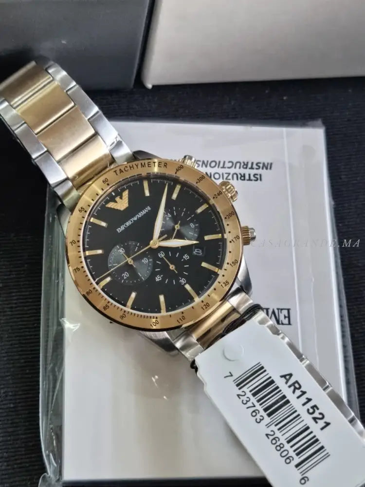 Emporio Armani Men’s Quartz Two-tone Stainless Steel Black Dial 43mm Watch AR11521