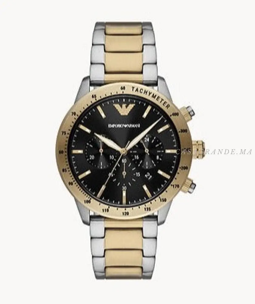 Emporio Armani Men’s Quartz Two-tone Stainless Steel Black Dial 43mm Watch AR11521