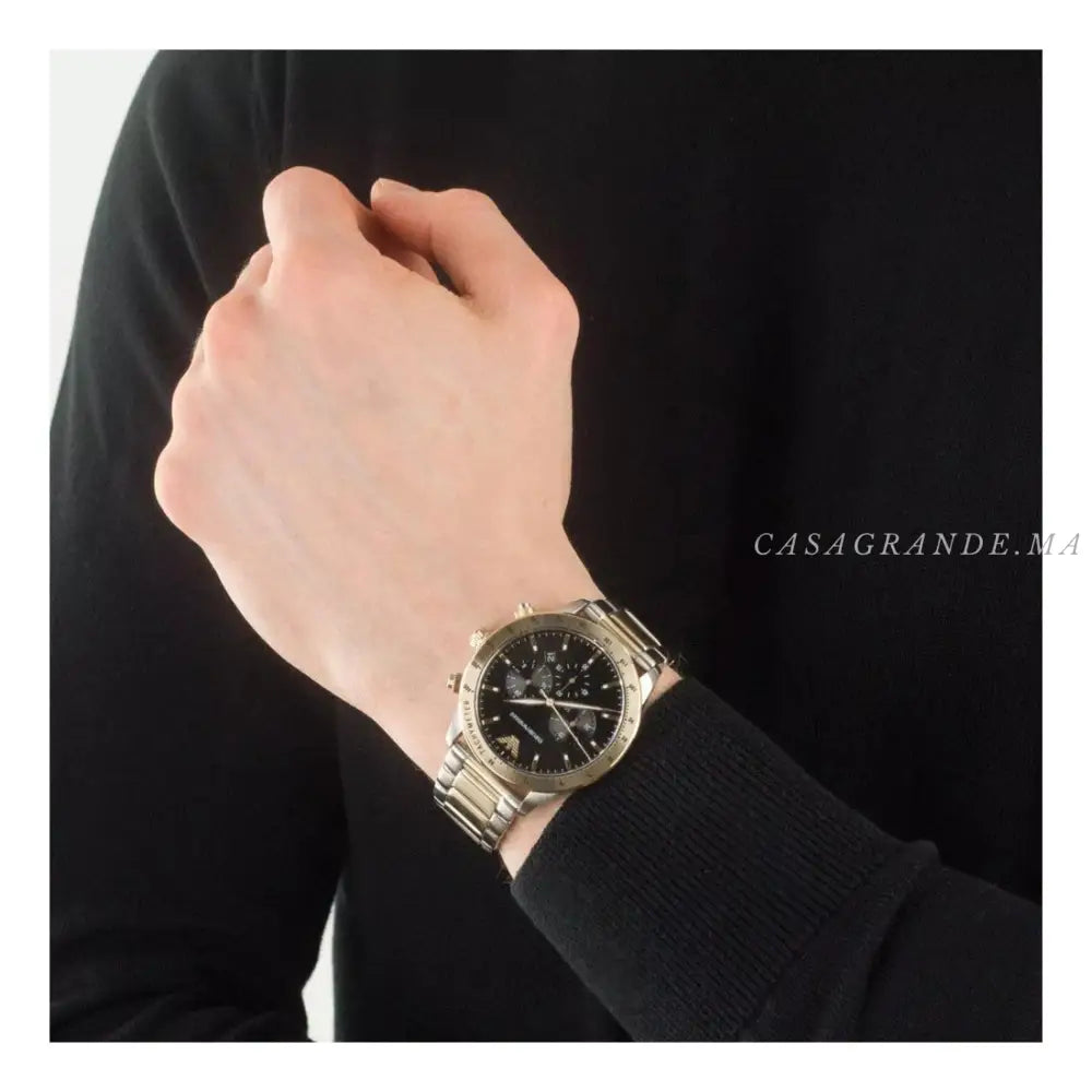 Emporio Armani Men’s Quartz Two-tone Stainless Steel Black Dial 43mm Watch AR11521