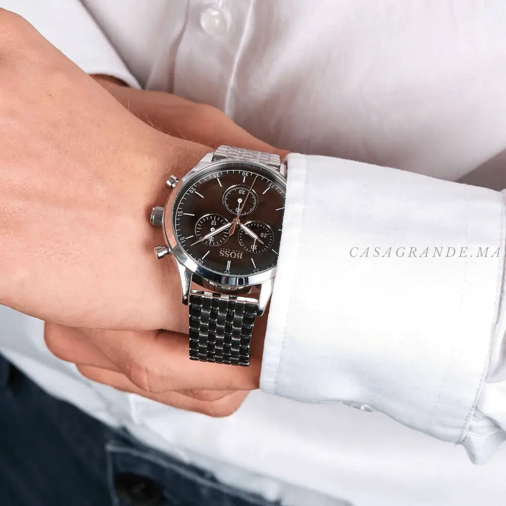 Hugo Boss Men’s Chronograph Quartz Stainless Steel Black Dial 44mm Watch 1513652