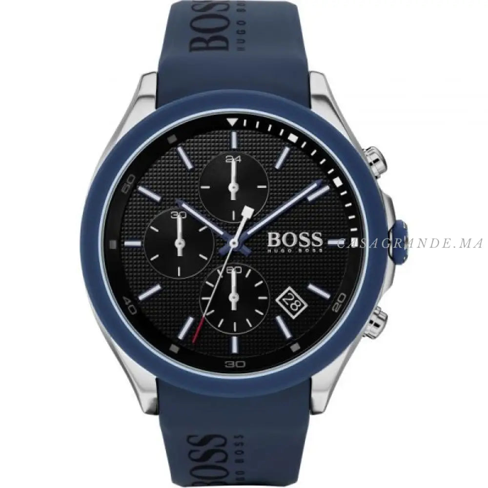 Hugo Boss Men’s Quartz Blue Silicone Strap Black Dial 44mm Watch 1513717