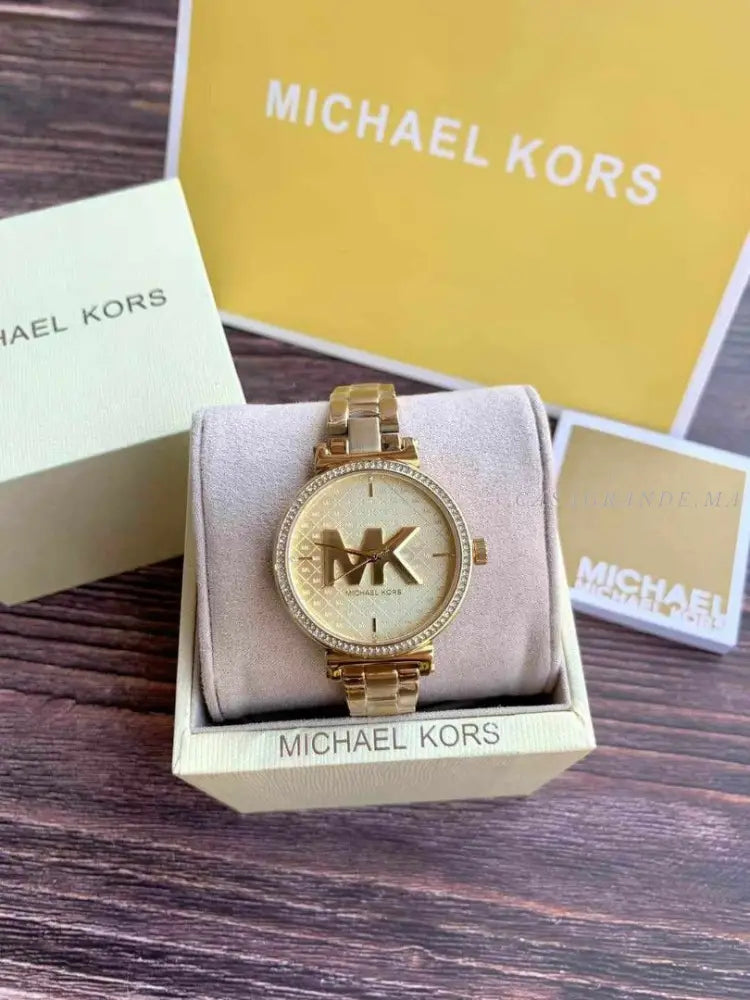 Michael Kors Women’s Quartz Stainless Steel Gold Dial 36mm Watch MK4334