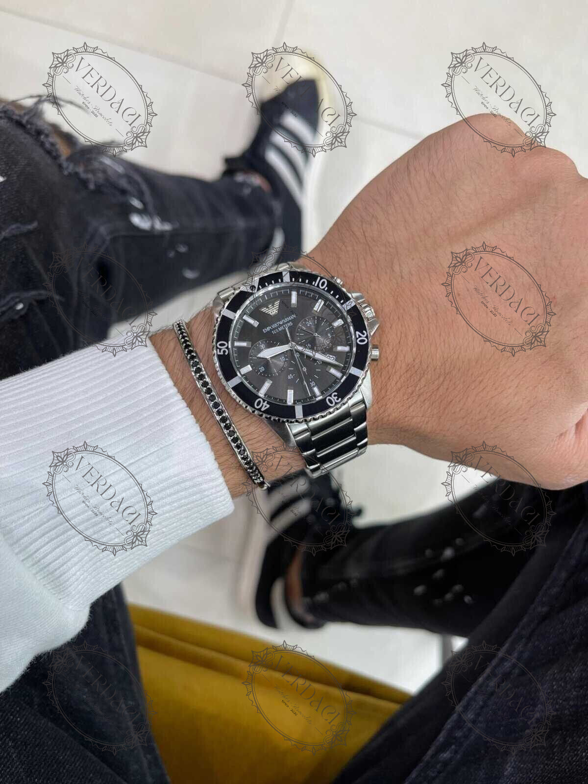Cadran Emporio Armani AR11360 Diver noir montre pour homme