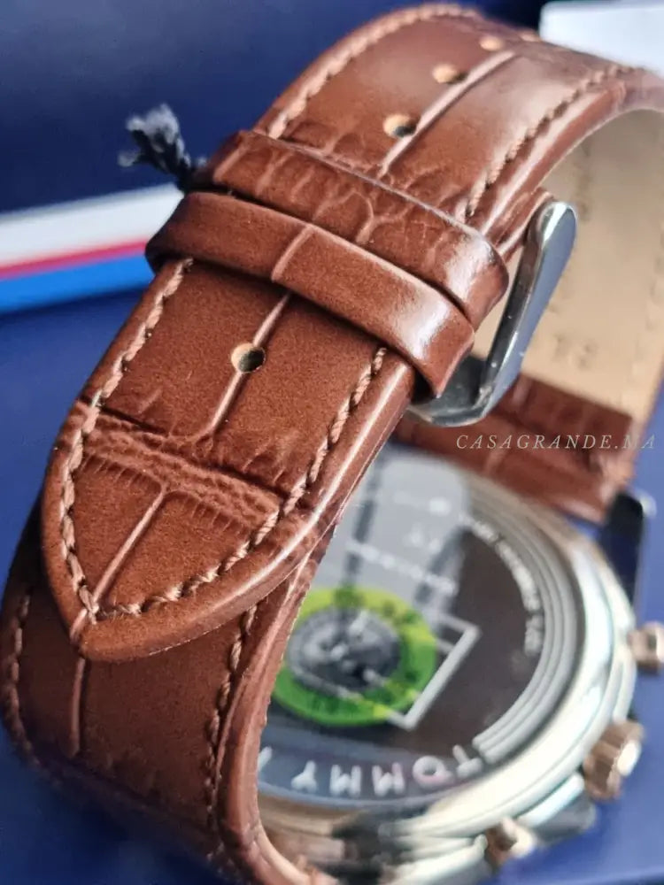 Tommy Hilfiger Men’s Quartz Leather Strap Silver Dial 44mm Watch 1710450