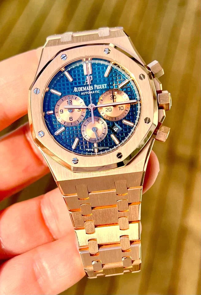 audemars piguet royal oak chronograph rose gold Blue DIAL