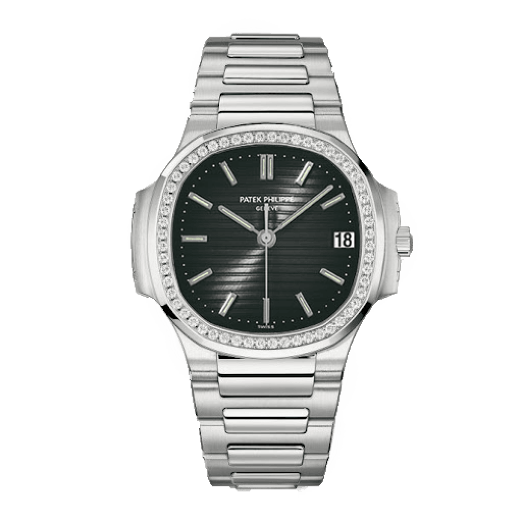 Patek Philippe Nautilus Argenté fond Noir Sertie