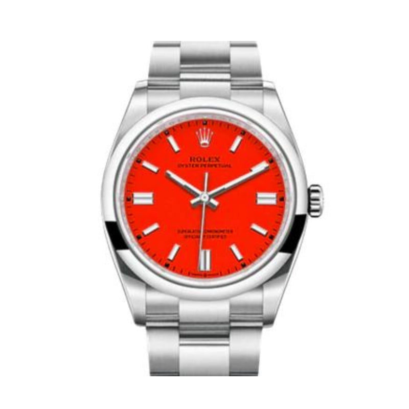 Rolex Oyster Perpetual Red Index Dial Oyster Bracelet 126000