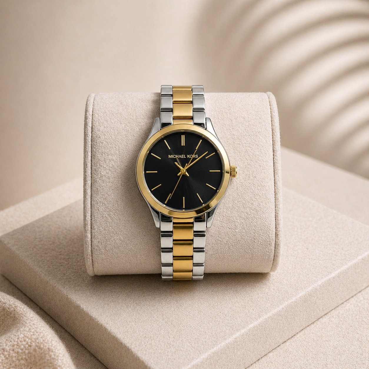 montre michael kors Runway slim two tone black dial