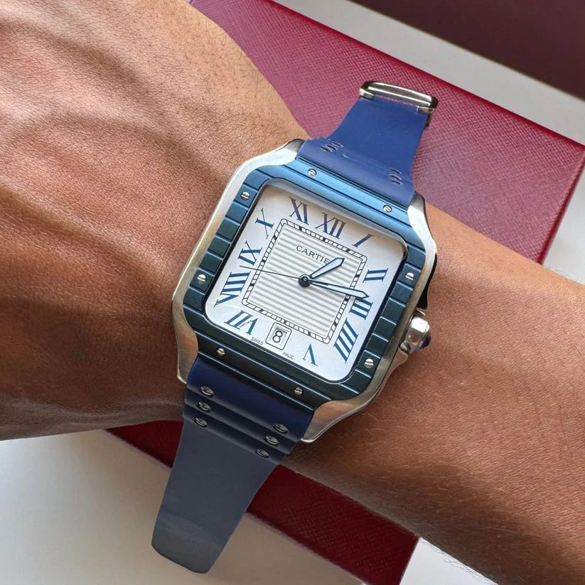 Montre Santos de Cartier bleu