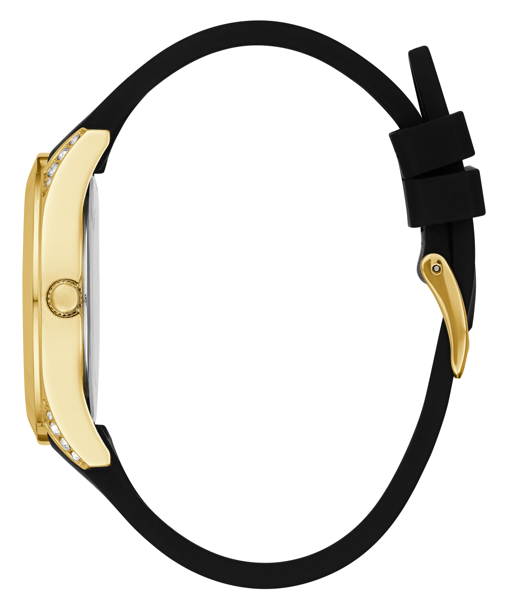 GUESS Ladies Black Gold Tone Analog Watch