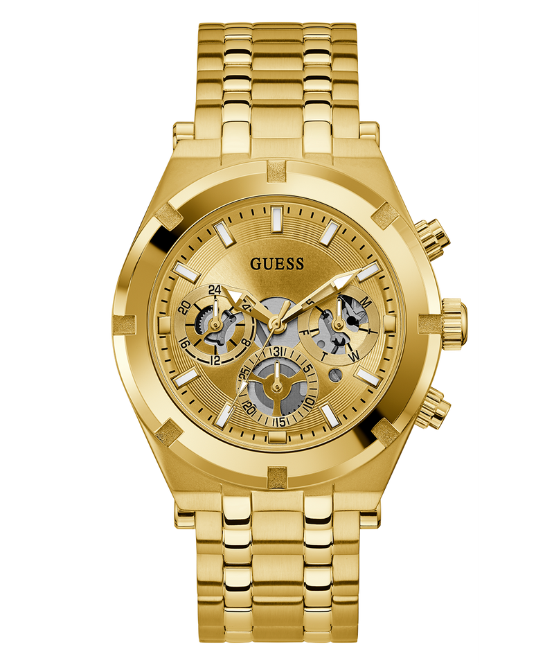 GUESS Mens Gold Tone Multi-function Watch