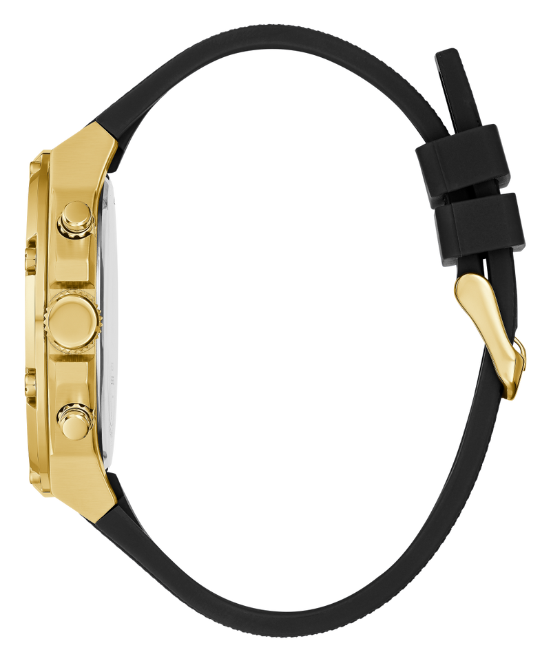 GUESS Mens Black Gold Tone Multi-function Watch