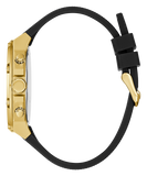 GUESS Mens Black Gold Tone Multi-function Watch