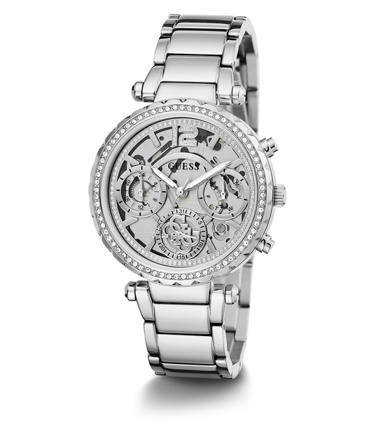 GUESS Ladies Silver Tone Multi-function Watch