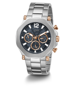 GUESS Mens Silver Tone Multi-function Watch