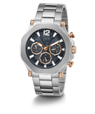 GUESS Mens Silver Tone Multi-function Watch