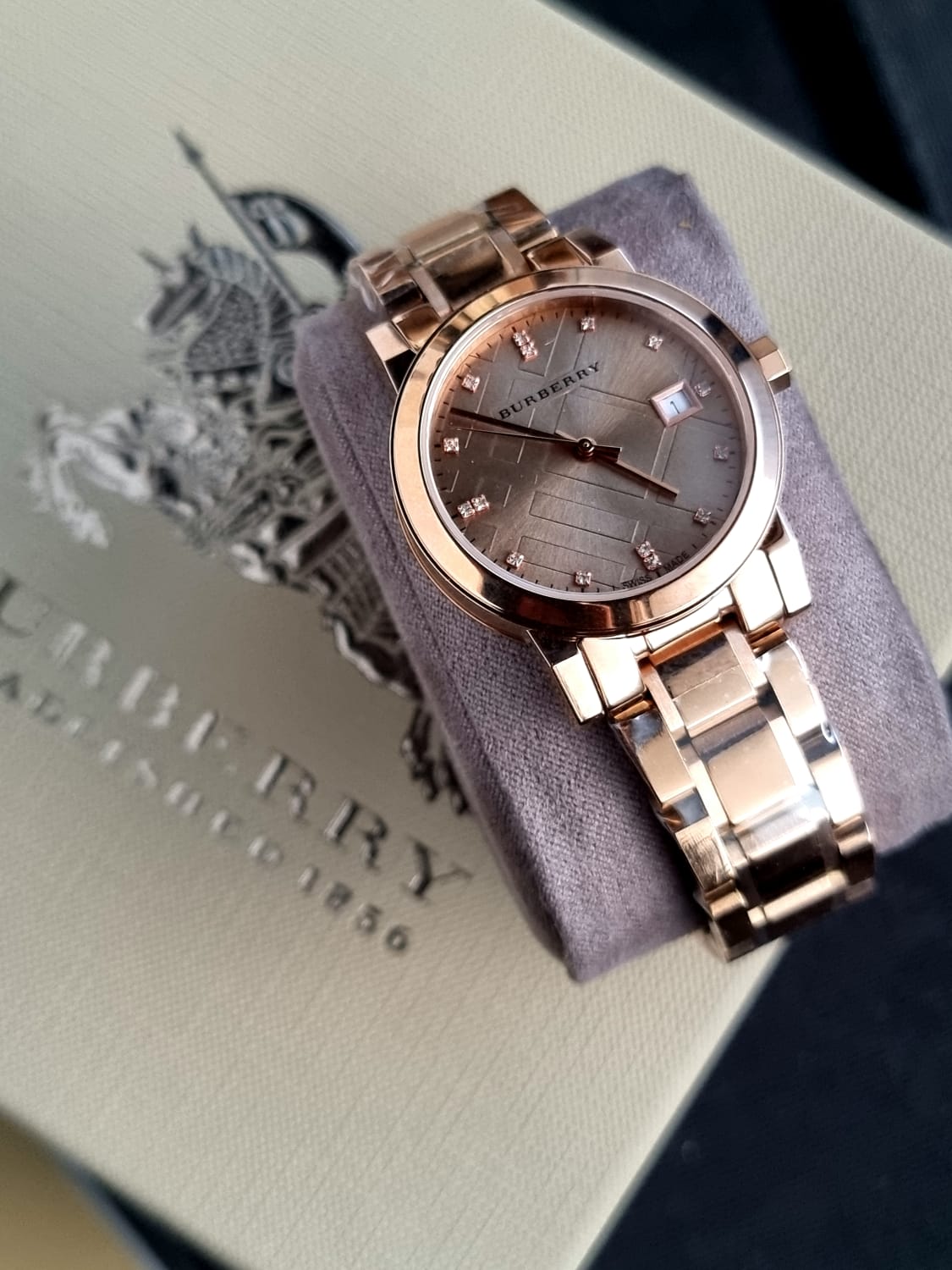 Burberry Women’s Swiss Made Stainless Steel Rose Gold Dial 34mm Watch BU9126