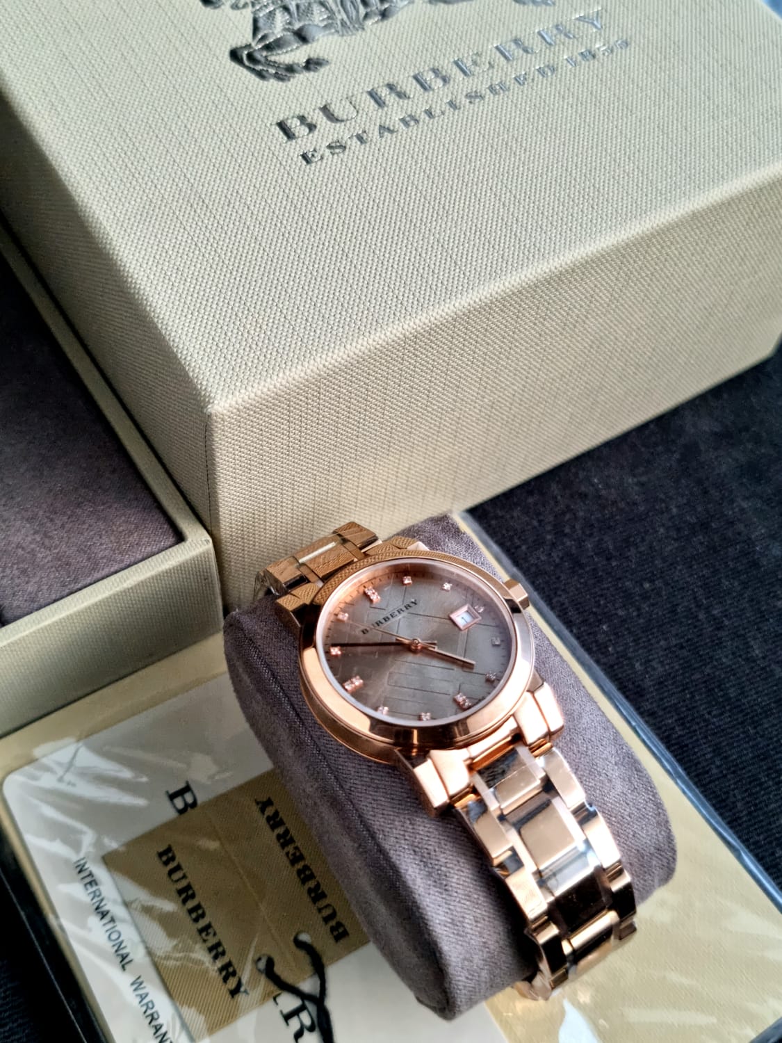 Burberry Women’s Swiss Made Stainless Steel Rose Gold Dial 34mm Watch BU9126