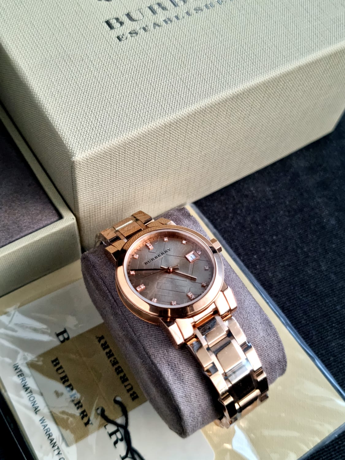 Burberry Women’s Swiss Made Stainless Steel Rose Gold Dial 34mm Watch BU9126