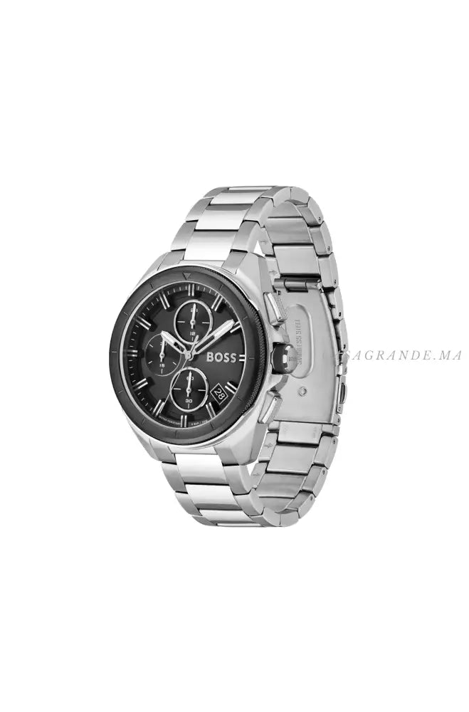 BLACK-DIAL CHRONOGRAPH WATCH WITH LINK BRACELET