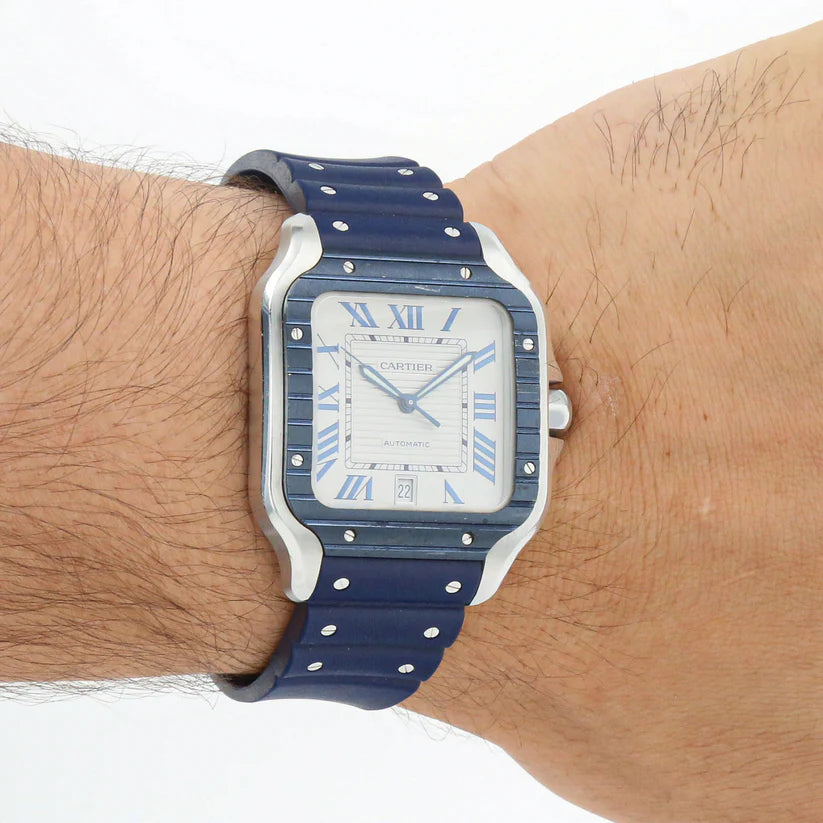 Montre Santos de Cartier bleu