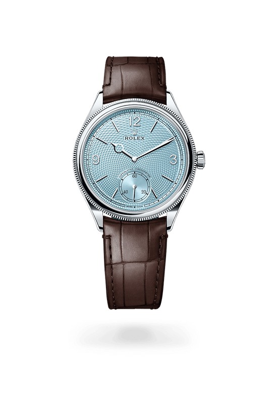 ROLEX PERPETUEL 1908 39 MM CUIRE MARRON FOND BLEU