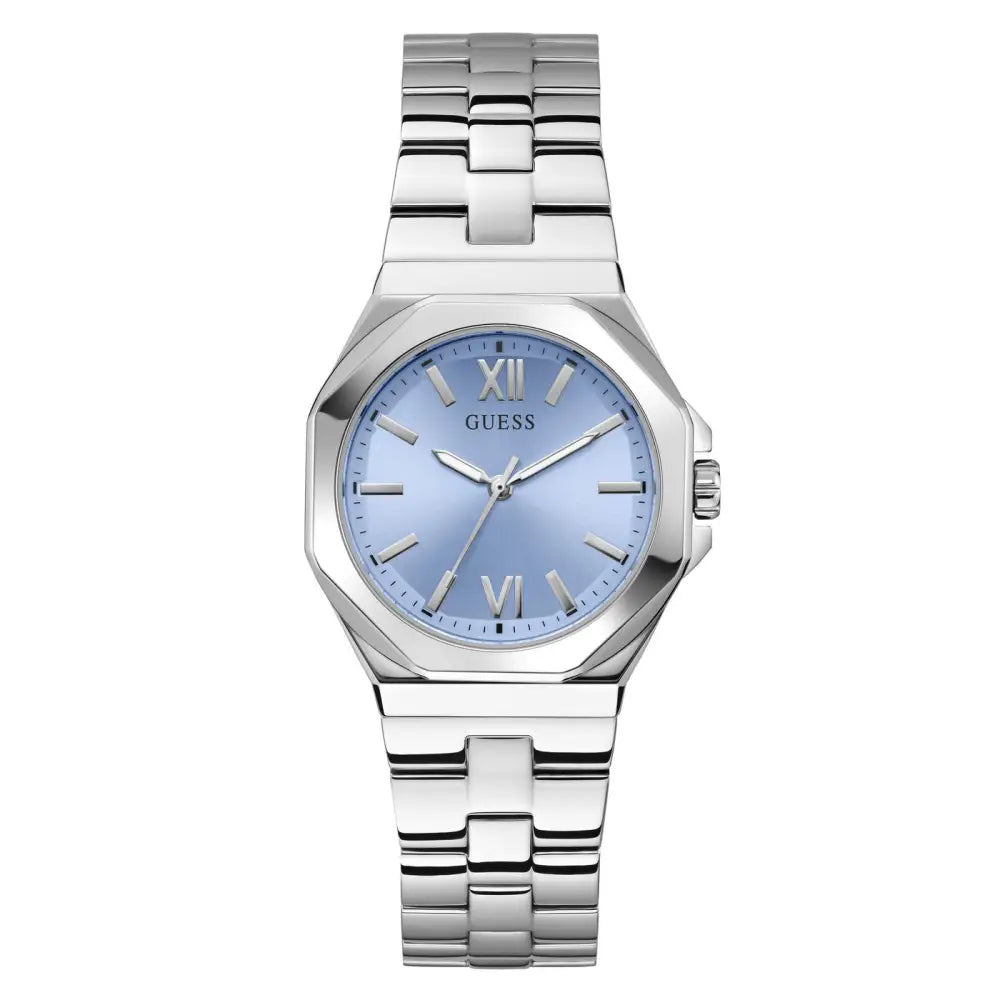 Montre Guess Empress bleue à cadran rond, à quartz analogique, pour femme GW0873L1