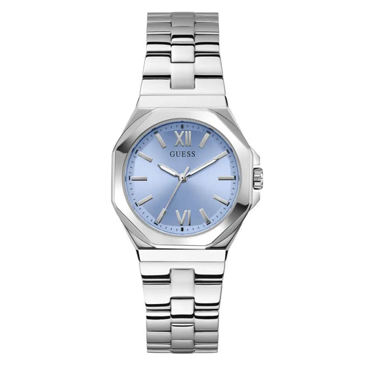 Montre Guess Empress bleue à cadran rond, à quartz analogique, pour femme GW0873L1