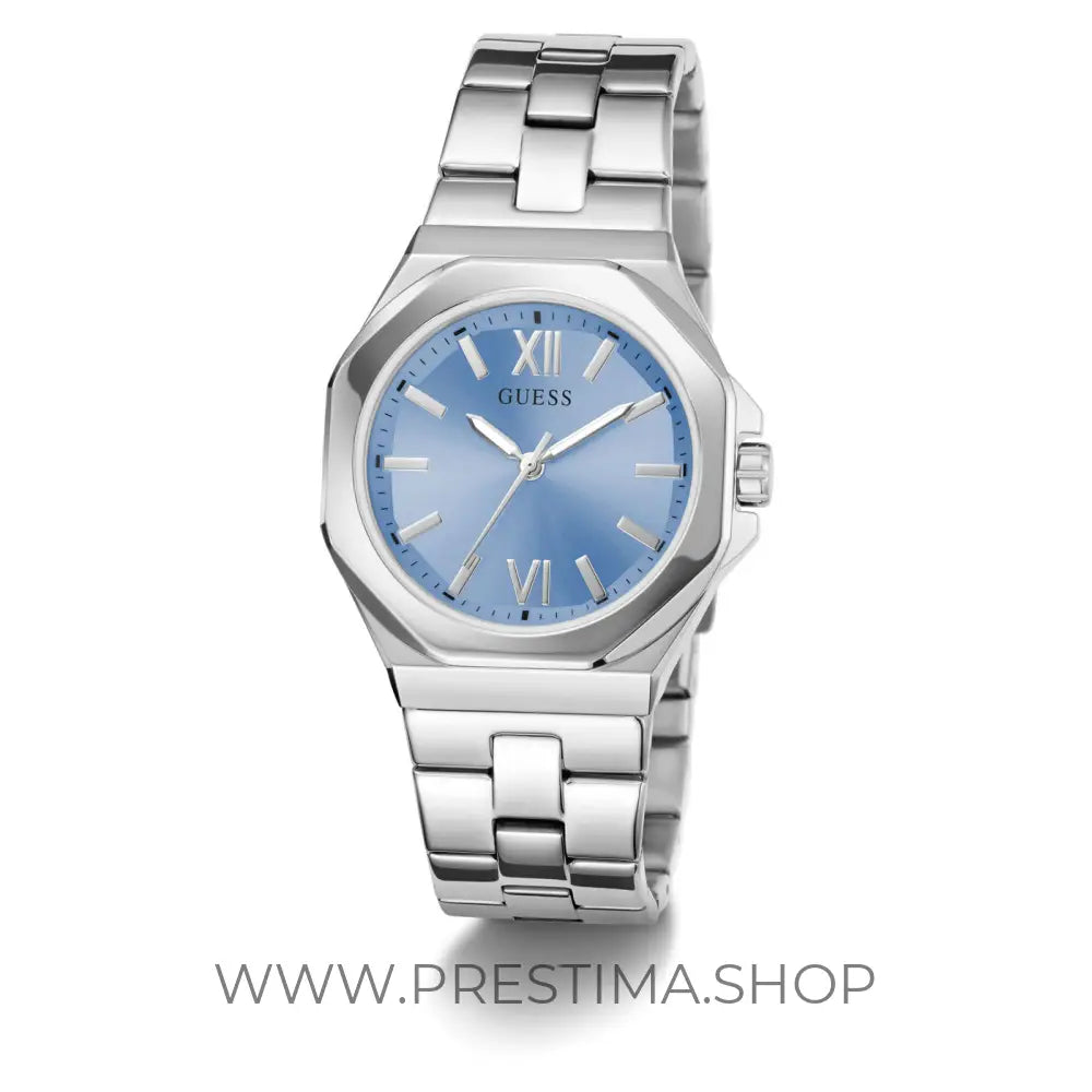 Montre Guess Empress bleue à cadran rond, à quartz analogique, pour femme GW0873L1