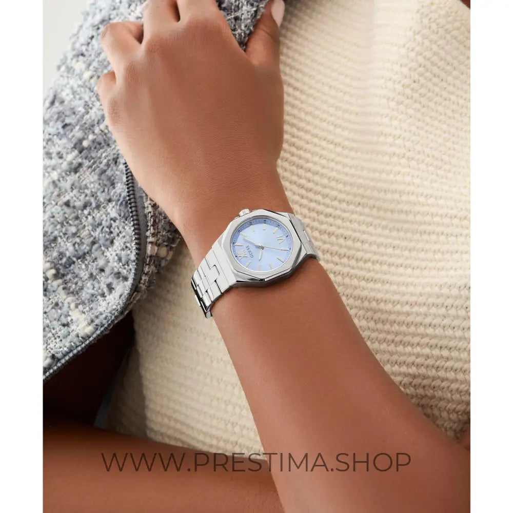 Montre Guess Empress bleue à cadran rond, à quartz analogique, pour femme GW0873L1