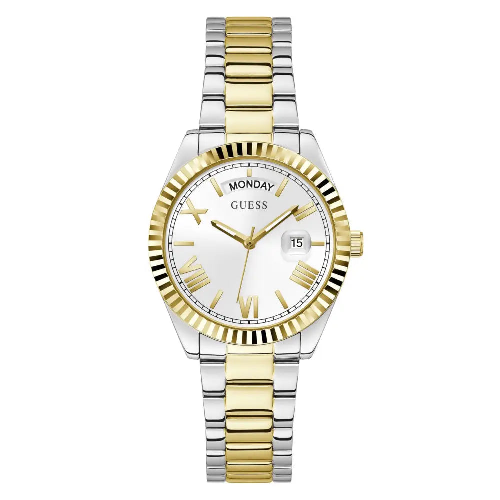 Montre Guess Luna blanche à cadran rond, à quartz analogique, pour femme