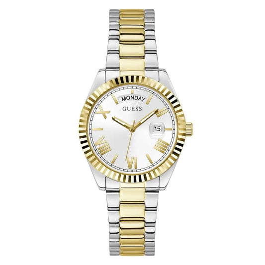 Montre Guess Luna blanche à cadran rond, à quartz analogique, pour femme