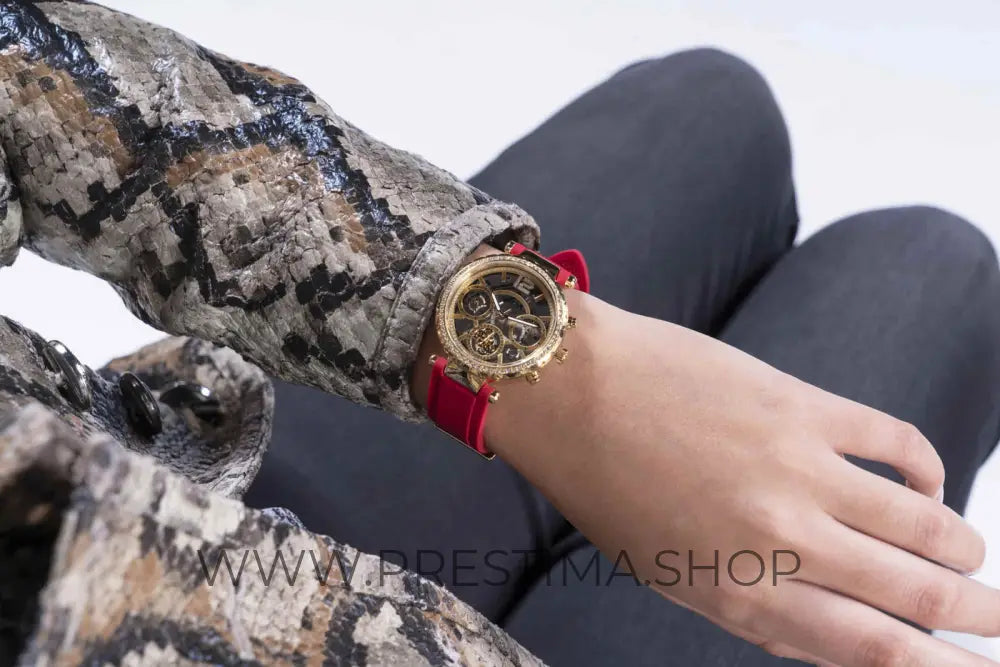 Montre multifonctions Guess Solstice à cadran rond doré pour femme