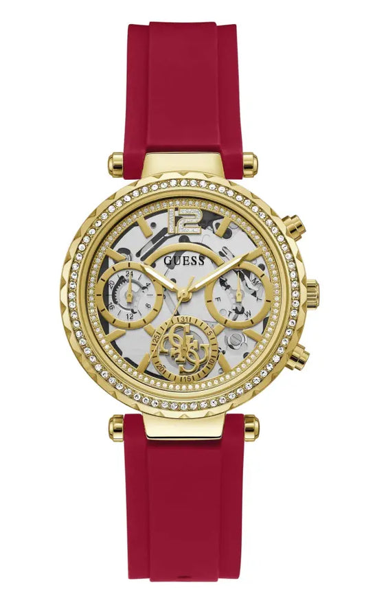 Montre multifonctions Guess Solstice à cadran rond doré pour femme