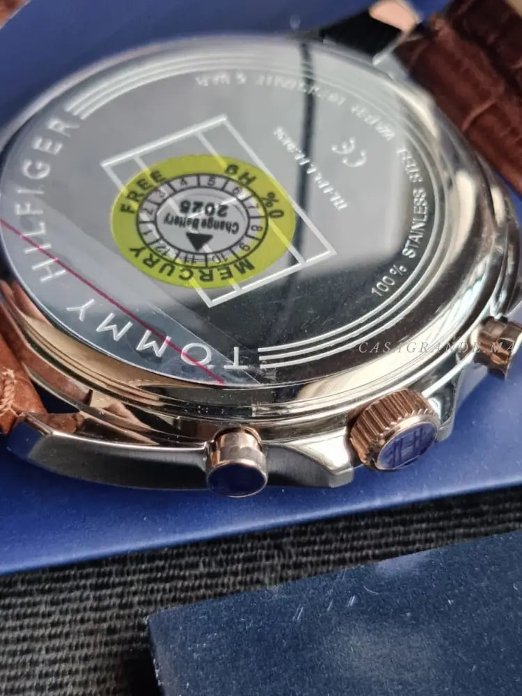 Tommy Hilfiger Men’s Quartz Leather Strap Silver Dial 44mm Watch 1710450