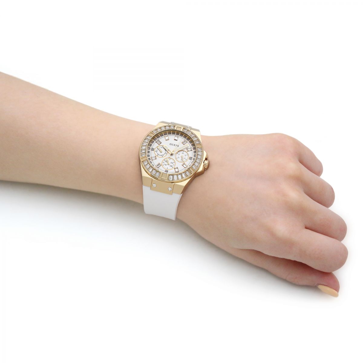 Montre Guess Venus GW0118L5 bracelet silicone blanc