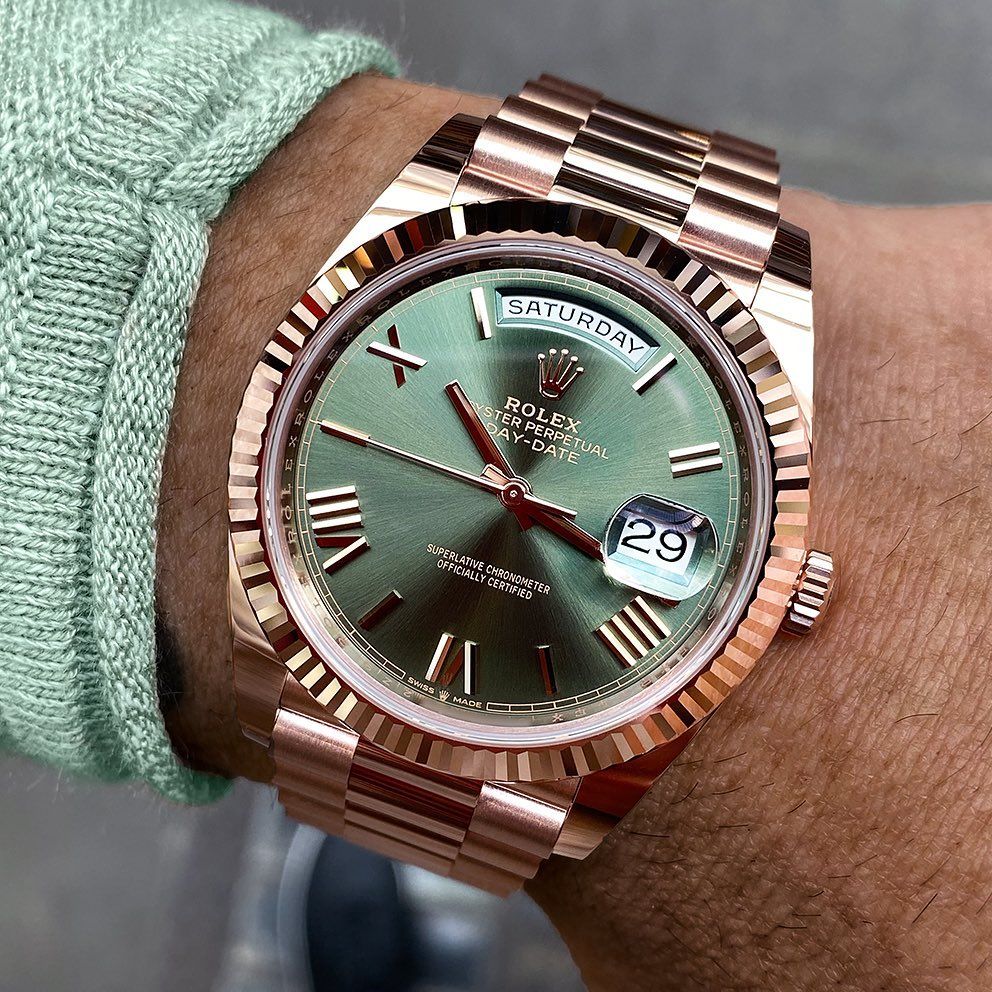 DayDate 40 Olive Rose Gold Pour Homme