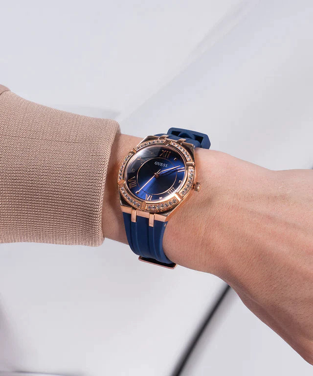 GUESS Ladies Blue Rose Gold