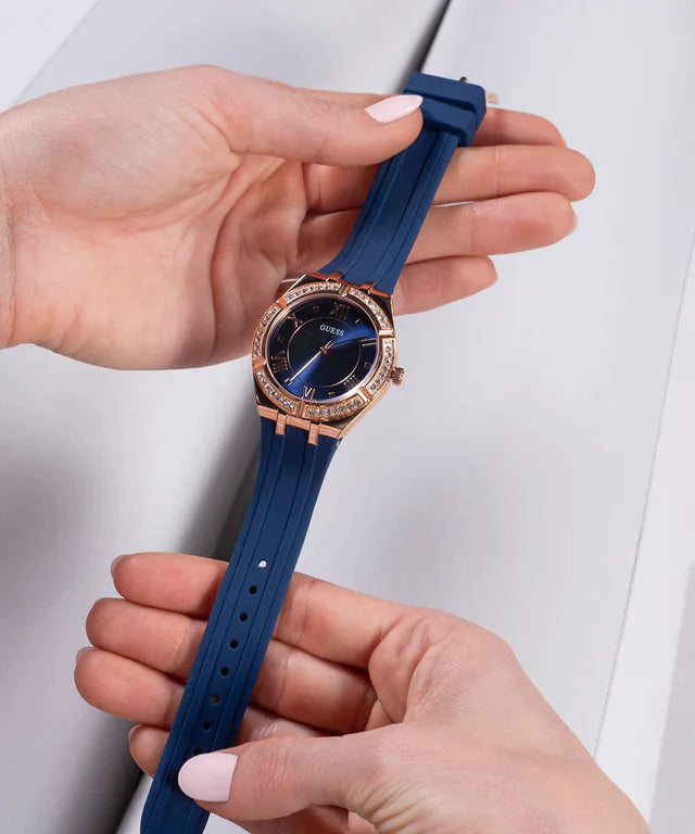GUESS Ladies Blue Rose Gold