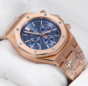 audemars piguet royal oak chronograph rose gold Blue DIAL