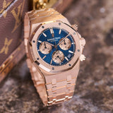 audemars piguet royal oak chronograph rose gold Blue DIAL